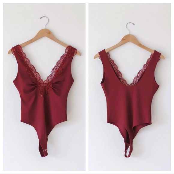 FREE PEOPLE BOHO LACE V-NECK BODYSUIT TOP A2C - Picture 10 of 15